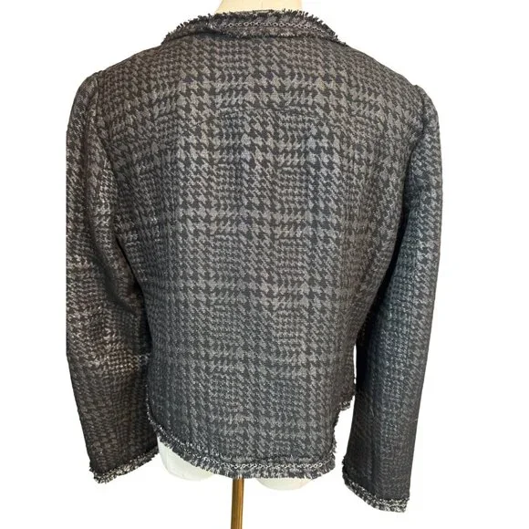Zara Basic XL Houndstooth Wool Blend Detail Jacket - Picture 10 of 10